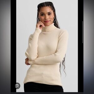 Fair indigo ribbed organic cotton turtleneck sweater cream medium
